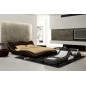 Lit en cuir italien de luxe LUXEN, chocolat et liseret beige, 180x200