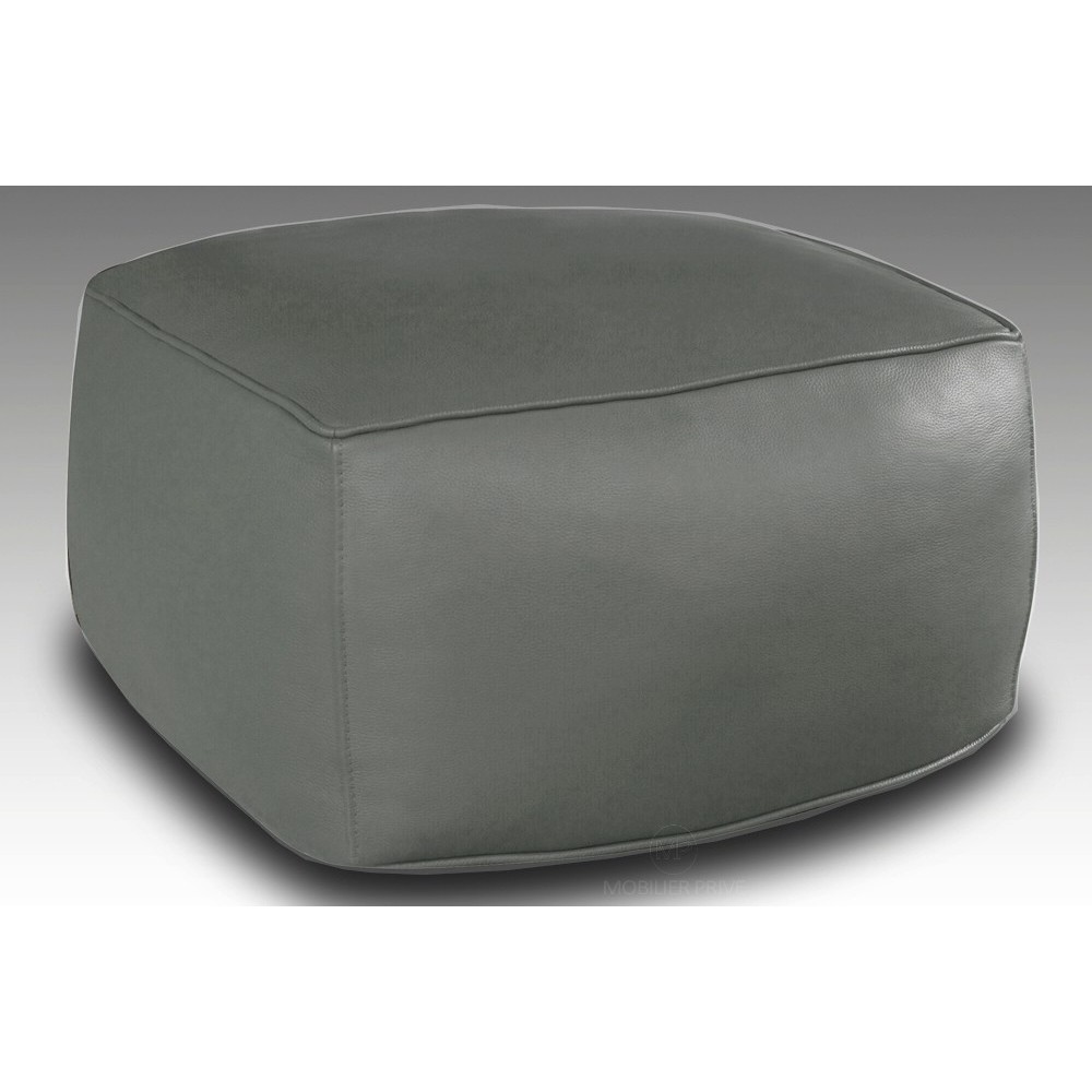 Grand pouf en simili cuir Magnum, gris clair
