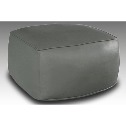 Grand pouf en simili cuir Magnum, gris clair