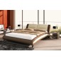 Lit en cuir italien de luxe NIGHTY, blanc / gris foncé avec 2 CHEVETS inclus 140x190