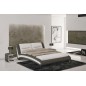 Lit en cuir italien de luxe NIGHTY, blanc / gris foncé avec 2 CHEVETS inclus 140x190