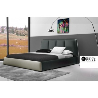 Lit design en cuir italien de luxe VERDI, gris foncé et gris clair 160x200 en Stock