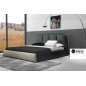 Lit design en cuir italien de luxe VERDI, gris foncé et gris clair 160x200 en Stock