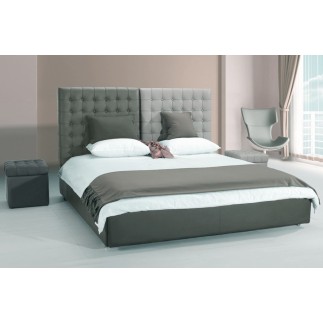 Lit en cuir italien de luxe DUO, gris clair et gris foncé 140x190