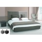 Lit en cuir italien de luxe DUO, gris clair et gris foncé avec 2 chevets ILMA, 140x190