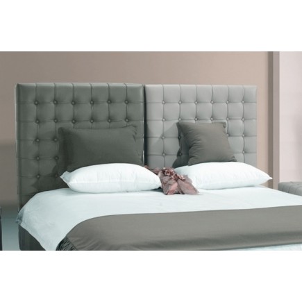 Lit en cuir italien de luxe DUO, gris clair et gris foncé avec 2 chevets ILMA, 140x190