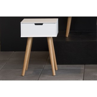 Chevet design actuel, bois blanc et chêne, MISKA