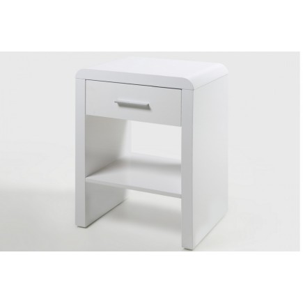 Chevet blanc laqué brillant, design actuel, SULLY