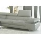 - Canapé d'angle en cuir italien 5/6 places VARGA, gris clair pastel, angle gauche