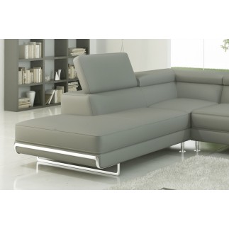 - Canapé d'angle en cuir italien 5/6 places VARGA, gris clair pastel