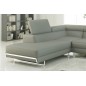 - Canapé d'angle en cuir italien 5/6 places VARGA, gris clair pastel, angle gauche