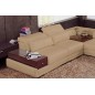 Canapé d'angle en 100% cuir italien 5/6 places SAN FRANCISCO, beige, angle droit