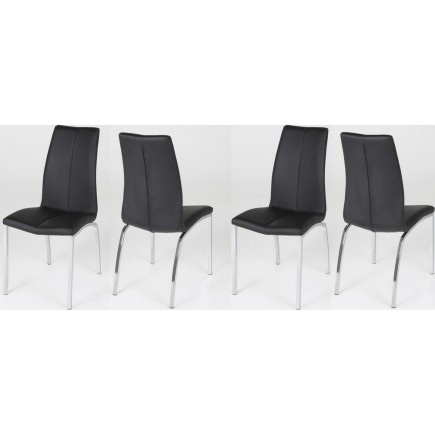 Lot de 4 chaises ASTRIA en cuir artificiel, noir