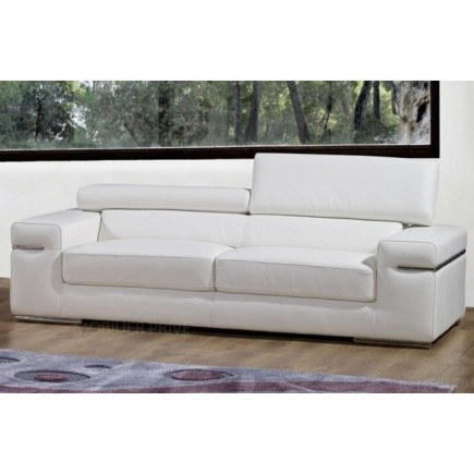 Ensemble canapé 2 places et fauteuil en cuir italien ALONSO, blanc