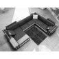 Canapé d'angle en cuir italien 8 places BENTLEY, noir et blanc, angle droit