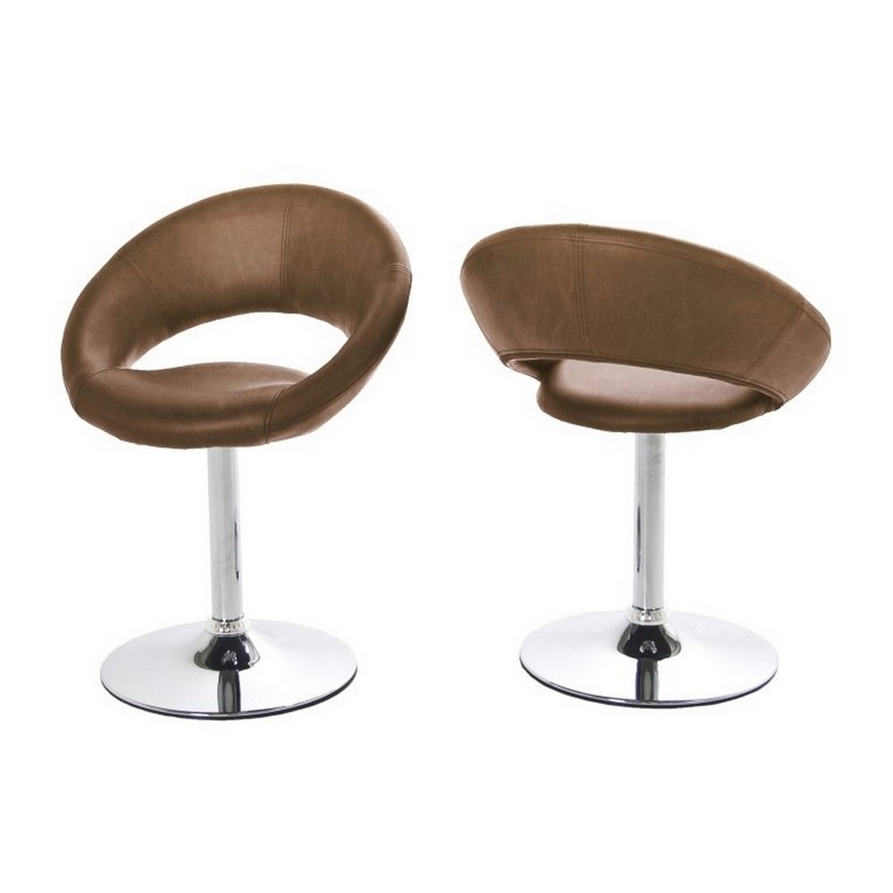 Lot de 2 chaises design style imitation cuir vieilli brun, PLAZZA, Marron