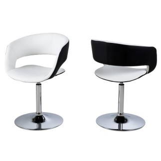 Chaise design bicolore blanc devant et noir arrière, GRETA