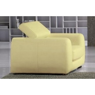 Fauteuil 1 place en cuir italien FIRENZE, écru jaune pale
