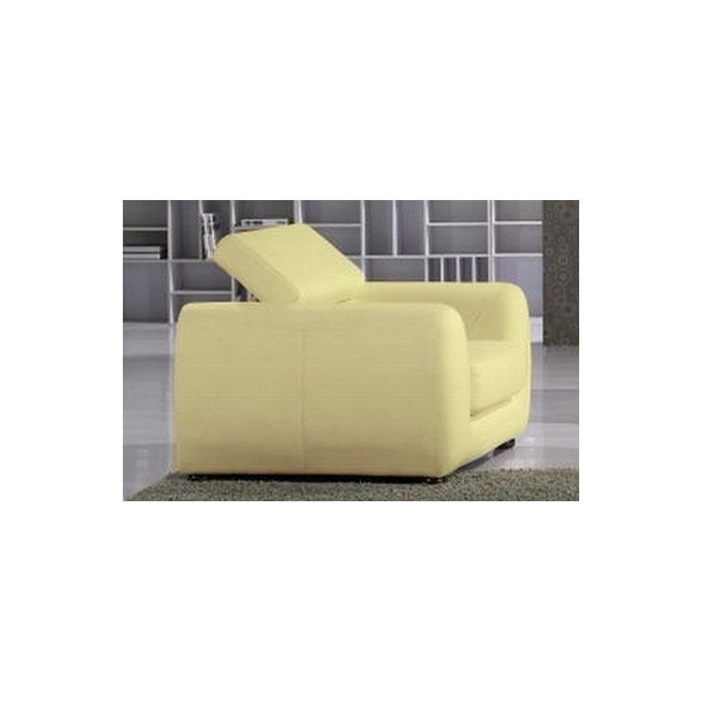 Fauteuil 1 place en cuir italien FIRENZE, écru jaune pale