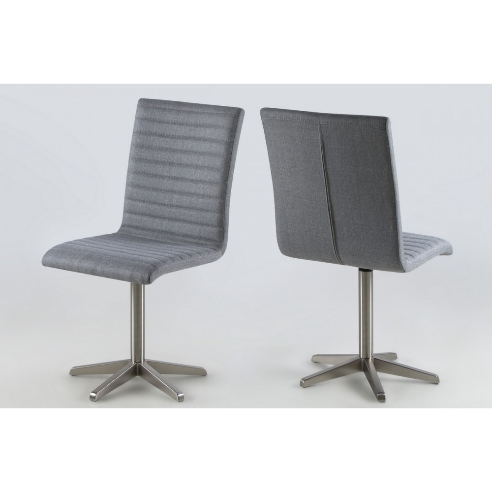 Lot de 2 chaises design tissu gris, BLIZ, Gris clair