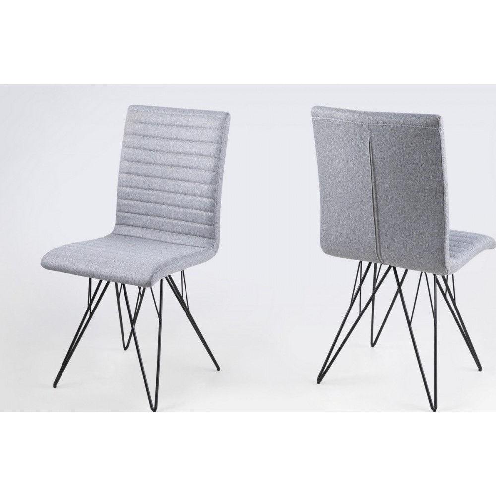 Lot de 2 chaises design tissu gris, BLING, Gris clair