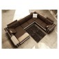 Canapé d'angle en cuir italien 8 places BENTLEY, chocolat et blanc, angle droit