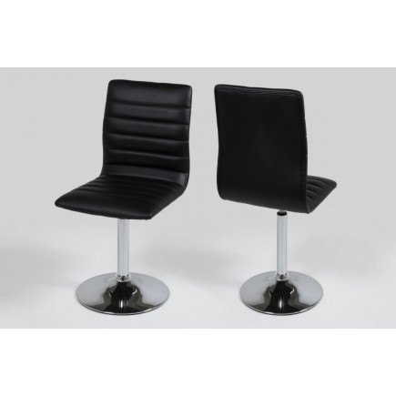 Lot de 2 chaises PIKETI en simili cuir, noir