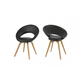 Lot de 2 chaises PLAISANCE en simili cuir, noir