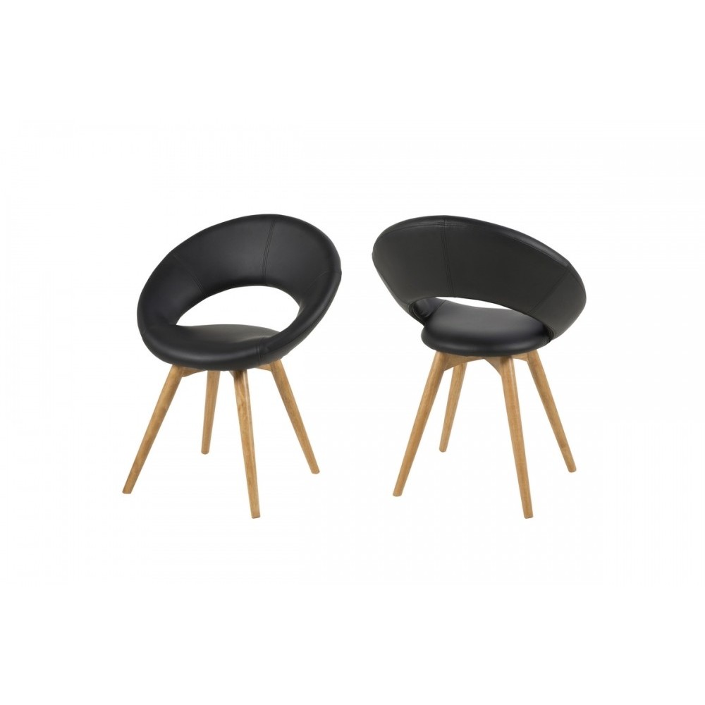 Lot de 2 chaises PLAISANCE en simili cuir, noir