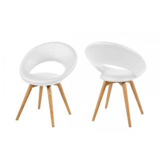 Lot de 2 chaises PLAISANCE en simili cuir, blanc