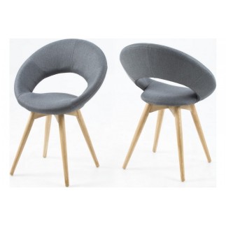 Lot de 2 chaises PLAISANCE en tissu, gris