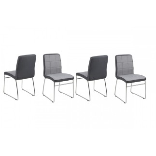 Lot de 4 chaises COSTI, avant gris clair et arrière gris foncé