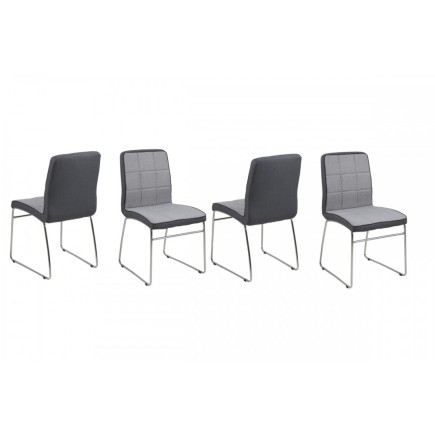 Lot de 4 chaises COSTI, avant gris clair et arrière gris foncé