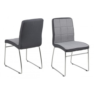 Lot de 4 chaises COSTI, avant gris clair et arrière gris foncé