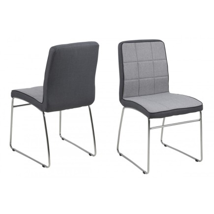 Lot de 4 chaises COSTI, avant gris clair et arrière gris foncé