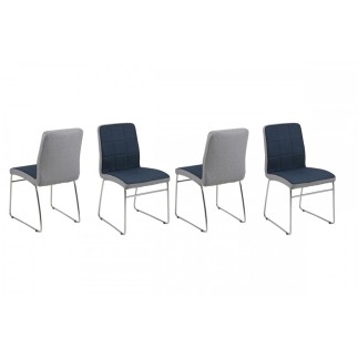 Lot de 4 chaises COSTI, avant bleu foncé et arrière gris clair