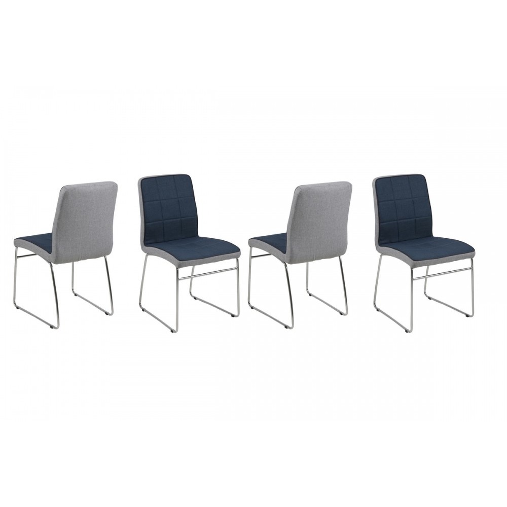 Lot de 4 chaises COSTI, avant bleu foncé et arrière gris clair