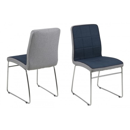 Lot de 4 chaises COSTI, avant bleu foncé et arrière gris clair