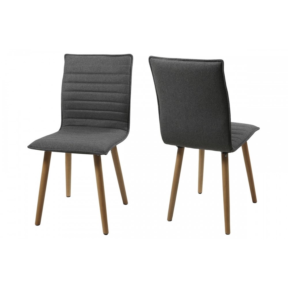 Lot de 2 chaises design tissu gris clair, KENZI