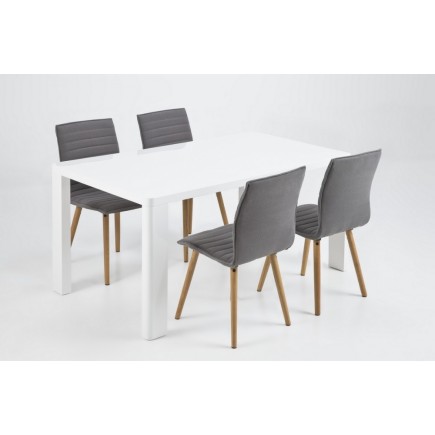 Lot de 2 chaises design tissu gris clair, KENZI