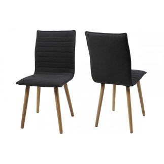Lot de 2 chaises design tissu gris foncé, KENZI