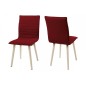 Lot de 2 chaises design tissu rouge pieds blancs, KENZA