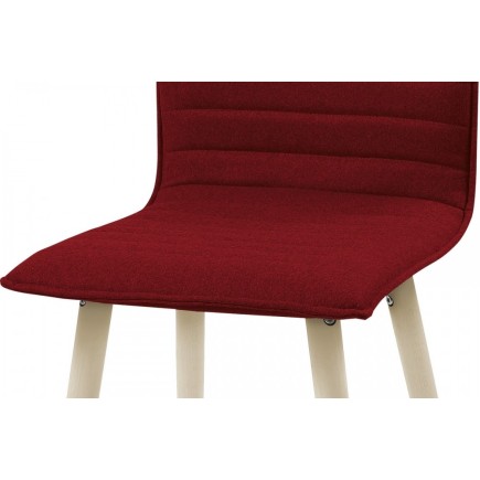 Lot de 2 chaises design tissu rouge pieds blancs, KENZA