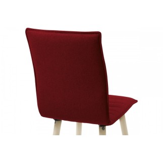 Lot de 2 chaises design tissu rouge pieds blancs, KENZA