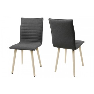 Lot de 2 chaises design tissu gris clair et pieds pigmentés blancs, KENZA