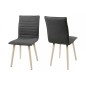 Lot de 2 chaises design tissu gris clair et pieds pigmentés blancs, KENZA