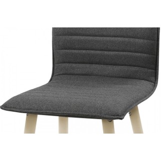 Lot de 2 chaises design tissu gris clair et pieds pigmentés blancs, KENZA