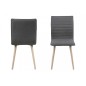 Lot de 2 chaises design tissu gris clair et pieds pigmentés blancs, KENZA