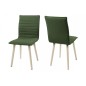 Lot de 2 chaises design tissu vert pieds blancs, KENZA