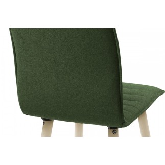 Lot de 2 chaises design tissu vert pieds blancs, KENZA